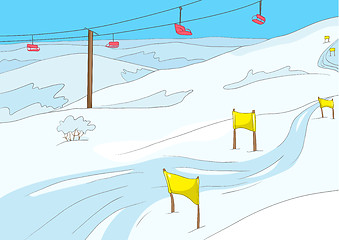 Image showing Cartoon background of ski resort.