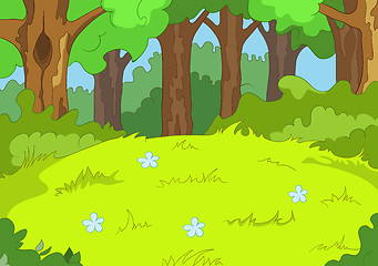 Image showing Cartoon background of forest landscape.