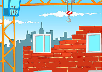 Image showing Cartoon background of urban house construction.