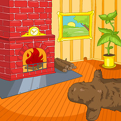 Image showing Cartoon background of vintage living room interior