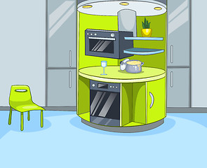 Image showing Cartoon background of kitchen interior.