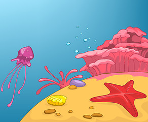 Image showing Cartoon background of underwater life.