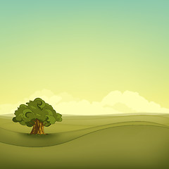 Image showing Cartoon background of summer field landscape.