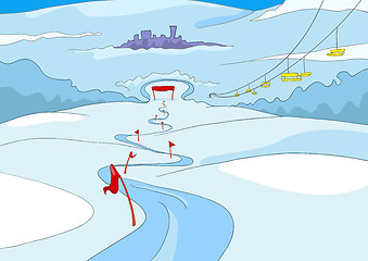 Image showing Cartoon background of ski resort.