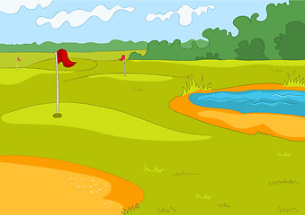 Image showing Cartoon background of golf course.
