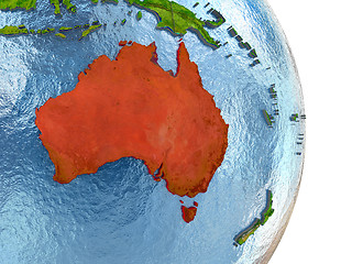 Image showing Australia in red on Earth