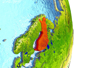 Image showing Finland in red on Earth