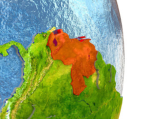 Image showing Venezuela in red on Earth