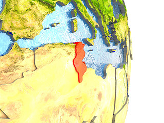 Image showing Tunisia in red on Earth