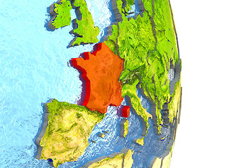 Image showing France in red on Earth