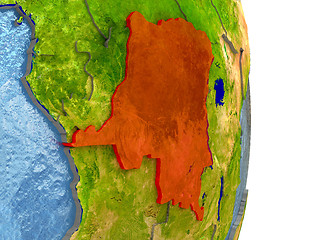 Image showing Democratic Republic of Congo in red on Earth