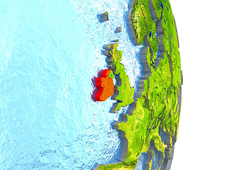 Image showing Ireland in red on Earth