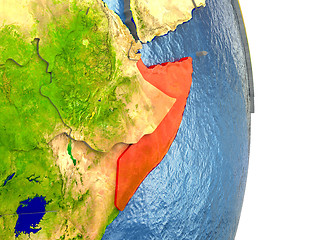 Image showing Somalia in red on Earth