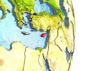 Image showing Cyprus in red on Earth