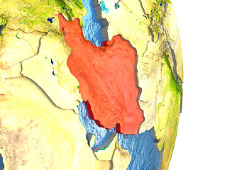 Image showing Iran in red on Earth