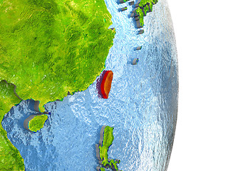 Image showing Taiwan in red on Earth