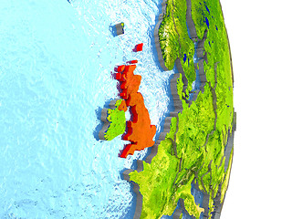 Image showing United Kingdom in red on Earth