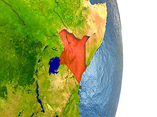 Image showing Kenya in red on Earth