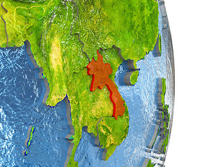 Image showing Laos in red on Earth