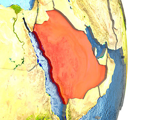 Image showing Saudi Arabia in red on Earth