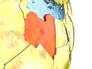 Image showing Libya in red on Earth