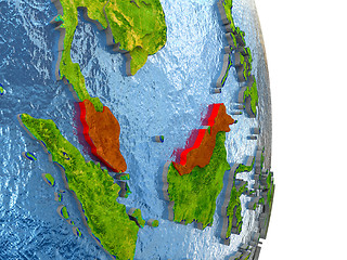 Image showing Malaysia in red on Earth