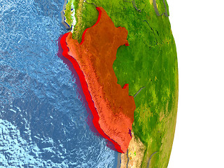 Image showing Peru in red on Earth