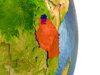 Image showing Tanzania in red on Earth