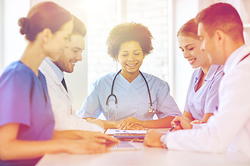 Image showing group of happy doctors meeting at hospital office