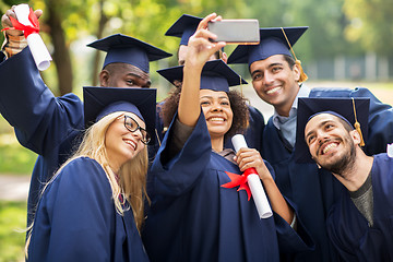 Image showing students or bachelors taking selfie by smartphone