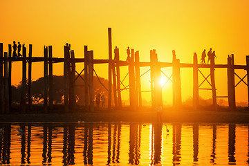 Image showing U bein bridge sunset