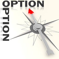 Image showing Compass with option word isolated