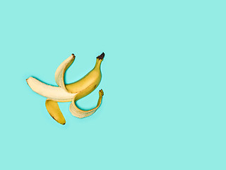 Image showing Single banana against blue background