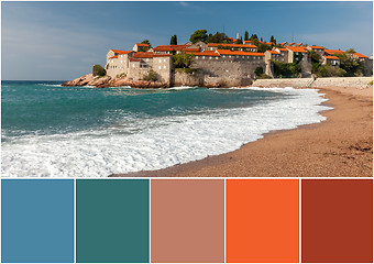 Image showing The collage of Sveti Stefan island in Montenegro