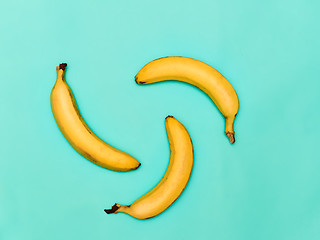 Image showing The group of bananas against blue background