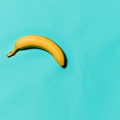 Image showing Single banana against blue background