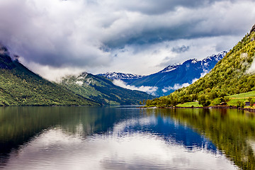 Image showing lovatnet lake Beautiful Nature Norway.