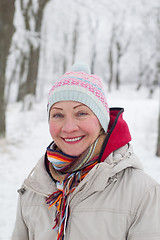 Image showing Portrait of a woman in a winter park