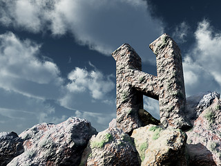 Image showing rune rock under cloudy blue sky - 3d illustration