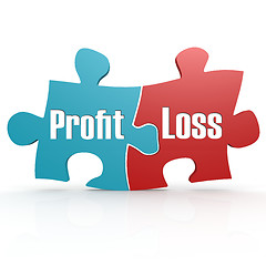 Image showing Blue and red with profit and loss puzzle