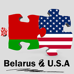 Image showing USA and Belarus flags in puzzle 