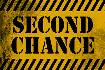 Image showing Second chance sign yellow with stripes