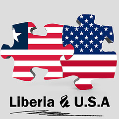 Image showing USA and Liberia flags in puzzle 