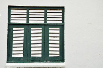 Image showing Green wood window 