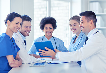 Image showing group of happy doctors meeting at hospital office