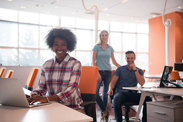 Image showing African American informal business woman working in the office