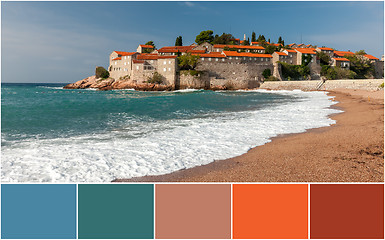 Image showing The collage of Sveti Stefan island in Montenegro