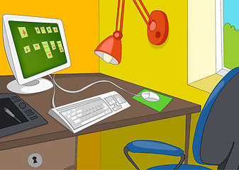 Image showing Cartoon background of office workplace.