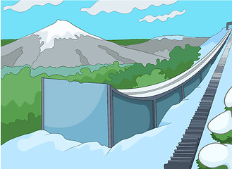 Image showing Cartoon background of ski resort.