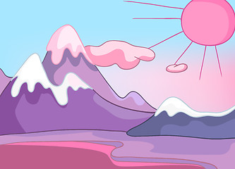 Image showing Cartoon background of snowy mountains.